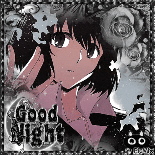 a picture of a girl says good night