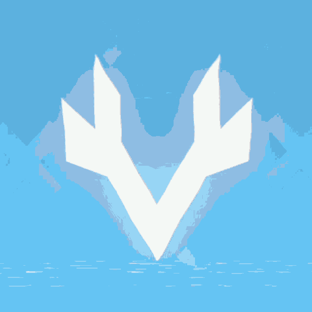 a blue background with x 's and a white arrow