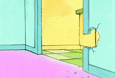 a cartoon character named garfield is walking through a doorway