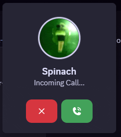 a screenshot of a spinach incoming call screen