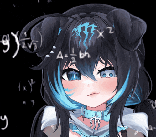 a drawing of a girl with a monster energy logo on her hair
