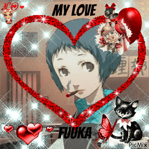 a picture of a girl in a heart with the words " my love " on it
