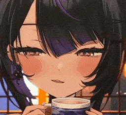 a close up of a anime girl holding a cup of tea .