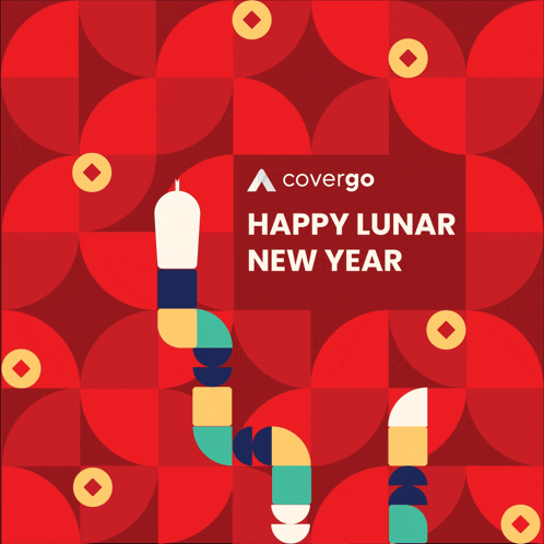 a covergo happy lunar new year poster with a snake