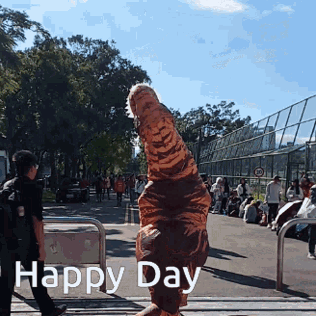 Happy Day T Rex GIF - Happy Day T Rex Costume GIFs