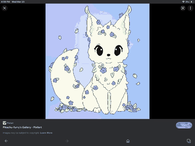 a drawing of a white fox with flowers on its fur