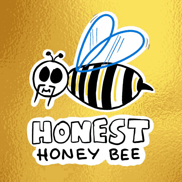 a sticker with a bee and the words honest honey bee on it