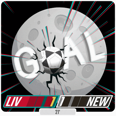 a soccer ball is breaking through a crack in the moon with the word goal behind it