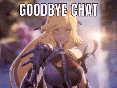 a picture of a girl with the words goodbye chat written above her