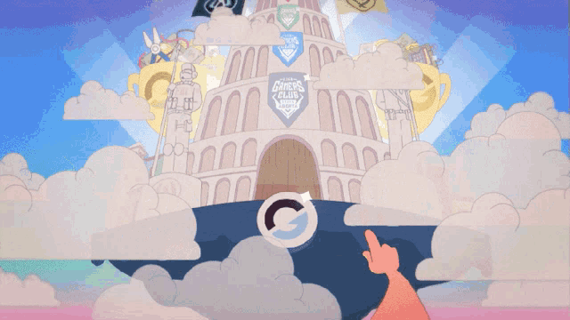 a cartoon drawing of a tower with the words geek 's club on the top
