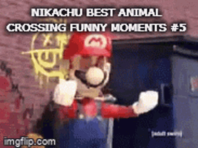 a video of a cartoon character named mario crossing funny moments # 5