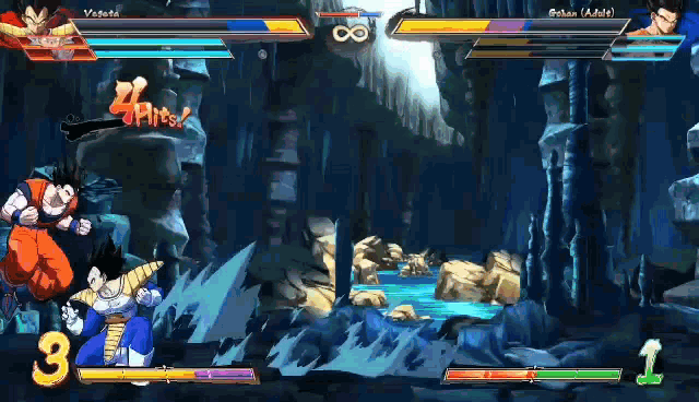 a screenshot of a video game with goku and vegeta in it