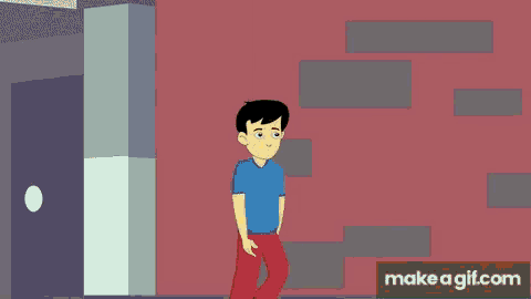 a purple door with two white circles on it and the words make a gif.com underneath it