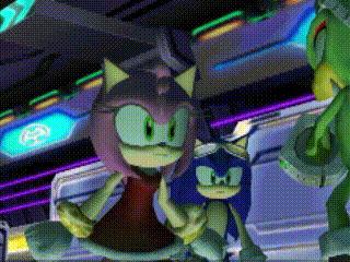 amy and sonic are sitting next to each other in a video game .