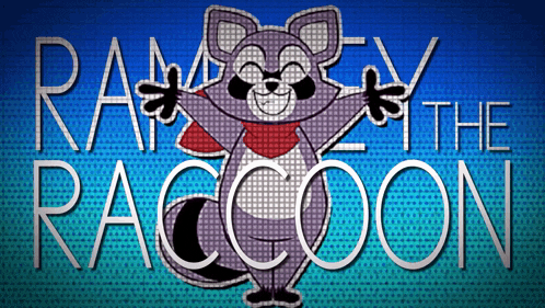 ramsey the raccoon logo with a cartoon raccoon