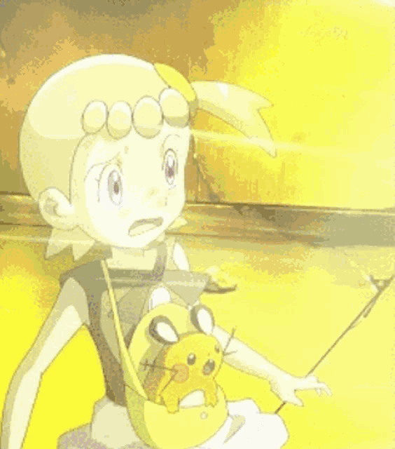 a cartoon girl with a mouse in a purse and tv tokyo 50 in the background
