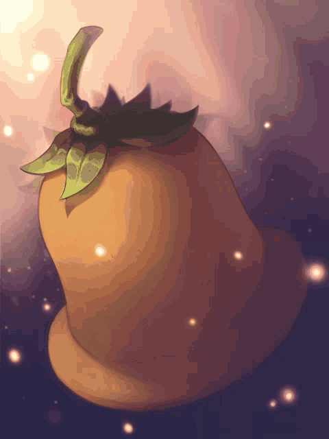 a drawing of a bell with a green leaf on it