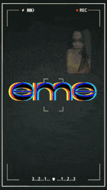 a phone screen shows a woman and the word " em "