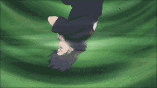 a close up of a person 's face with a green background