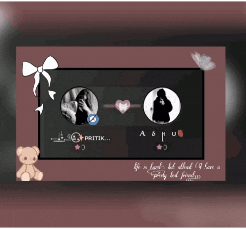 a picture of pritik and ashu with a teddy bear in the corner