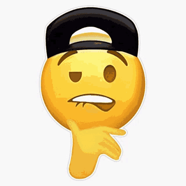 a smiley face wearing a black hat and giving a thumbs down sign .