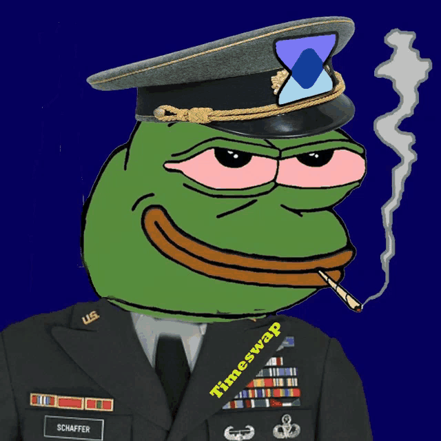 a cartoon frog in a military uniform with the name schaffer