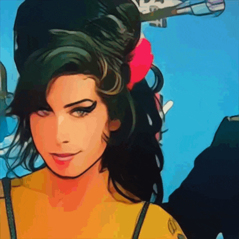 a painting of a woman with a flower in her hair and a yellow shirt