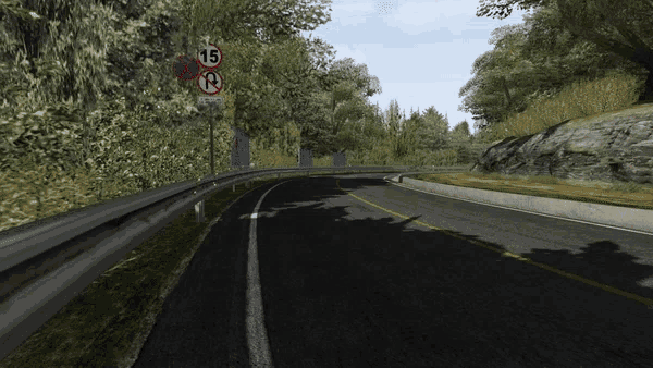 a computer generated image of a road with a sign that says 15