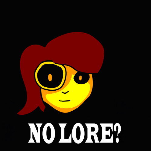 a black background with a yellow face and the words " no lore " below it