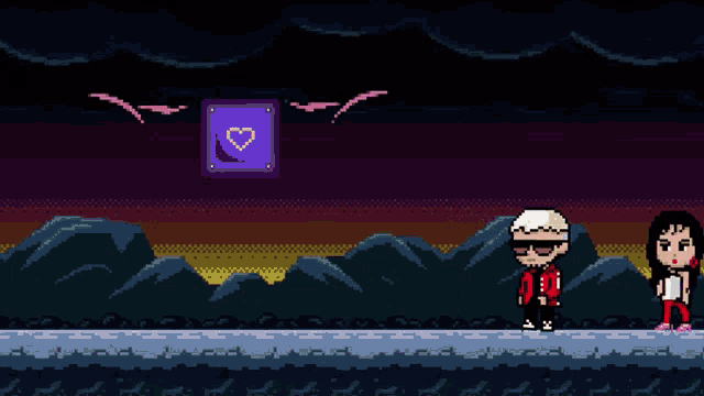 a pixel art drawing of a man and a woman