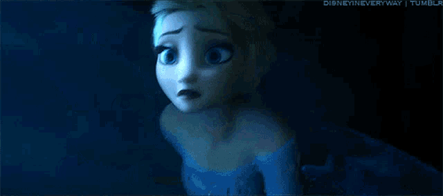 a close up of elsa from the movie frozen with disney in everyway tumblr written below