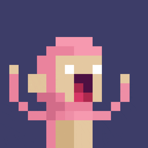 a pixel art drawing of a pink octopus