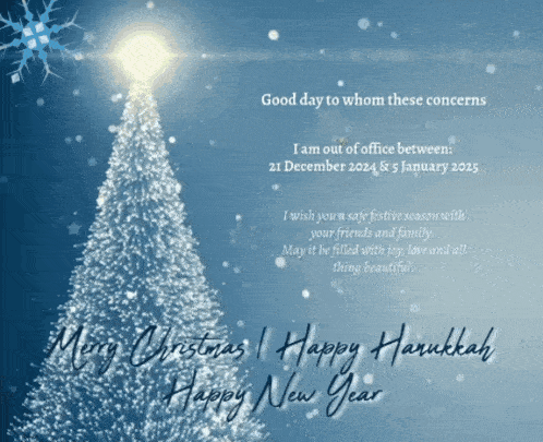 a merry christmas and happy hanukkah greeting card with a christmas tree