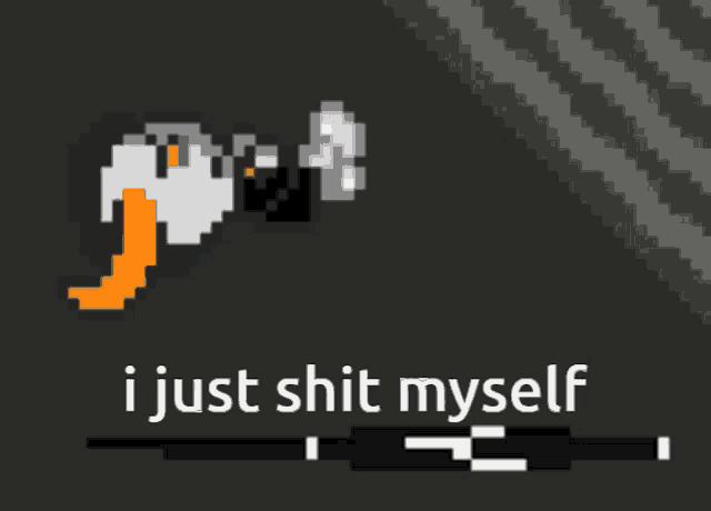 a pixel art drawing of a ghost with the words i just shit myself below it