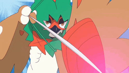 a cartoon of a bird holding a sword