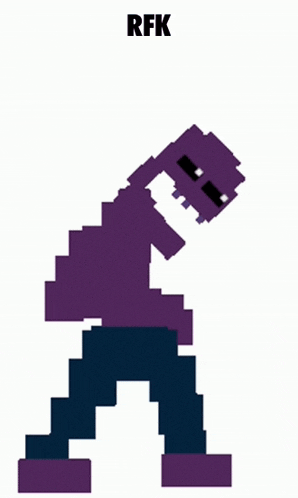 a pixel art drawing of a purple monster with the word rfk above it