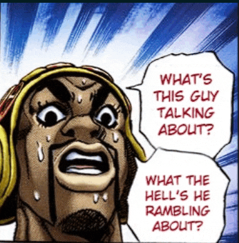 a cartoon of a man with a speech bubble saying what 's this guy talking about .
