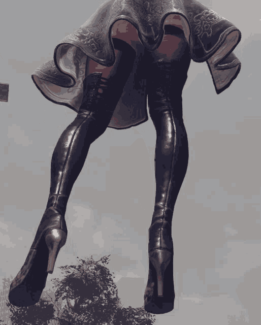 a woman 's legs are shown in a video game scene