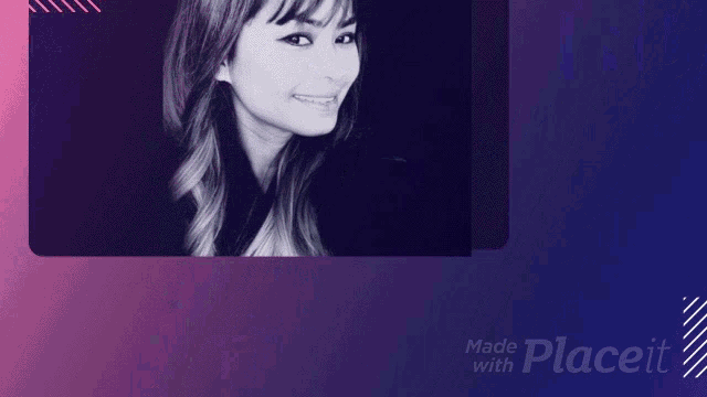 a woman is smiling in a black and white photo with the words made with place behind her