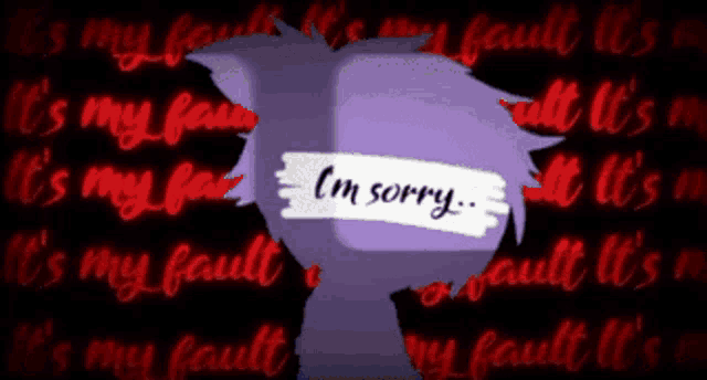 a drawing of a person with the words i 'm sorry on it