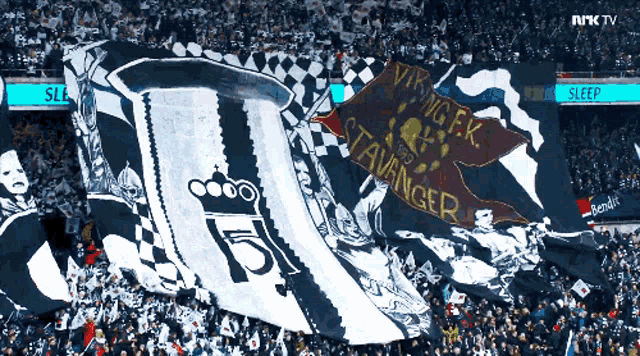 a stadium full of people with a banner that says sleep