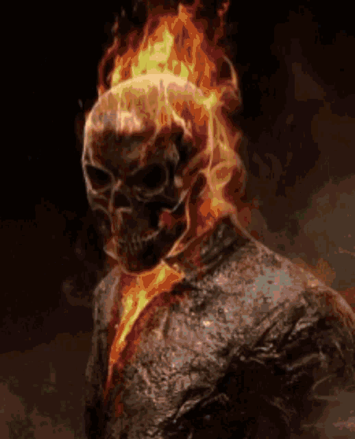 a picture of a ghost rider with flames coming out of his face