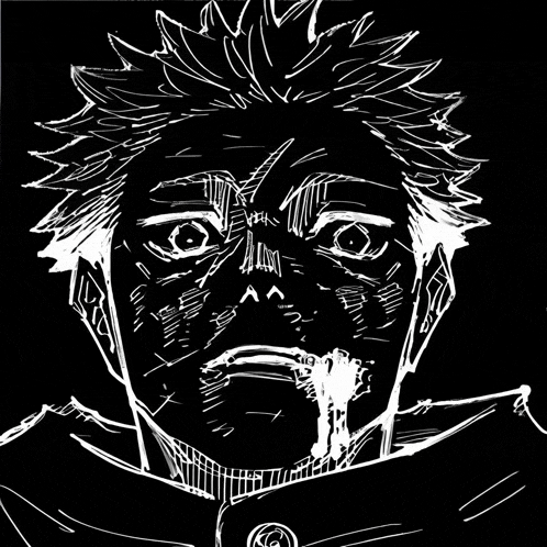 a black and white drawing of a man 's face with a circle in the middle