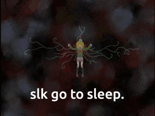 a drawing of a spider with the words " slk go to sleep " underneath it