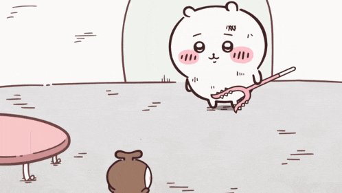 a cartoon of a bear holding a fishing rod