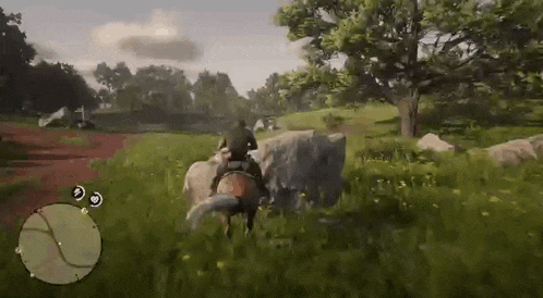 a man is riding on the back of a horse in a video game .