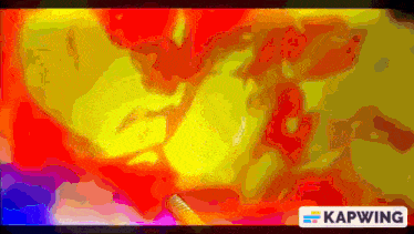 a colorful background with a sign that says kapwing on it