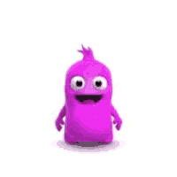 a purple cartoon character with big eyes and a mohawk