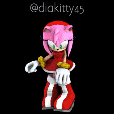 a 3d model of amy rose from sonic the hedgehog with a black background