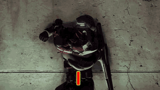 a video game screen shows a robot with a yellow circle around it that says i